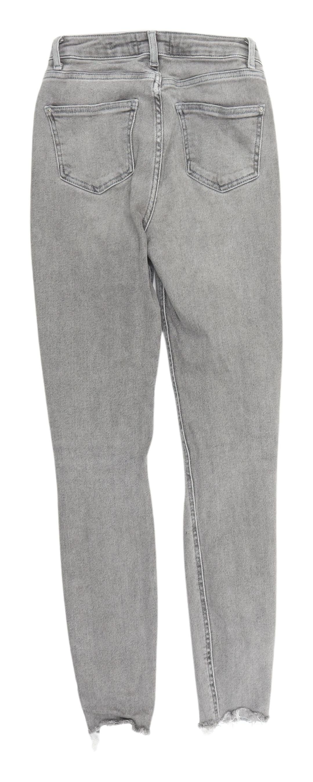 New Look Women's Grey Skinny Jeans, Size 8, Distressed, Mid Rise