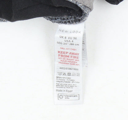 New Look Women's Grey Skinny Jeans, Size 8, Distressed, Mid Rise