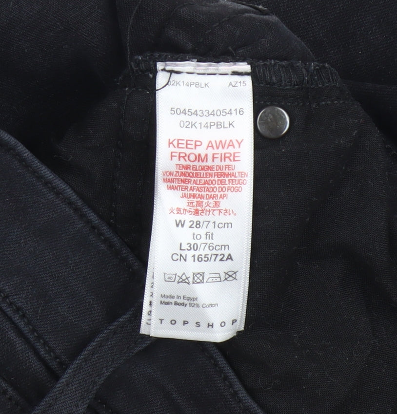 Topshop Women’s Black Skinny Jeans, Size 6, Slim Fit