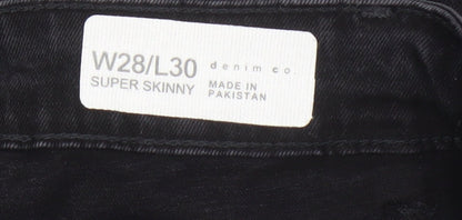 Denim Co. Men's Black Skinny Jeans - W28 L30 Stretch Denim