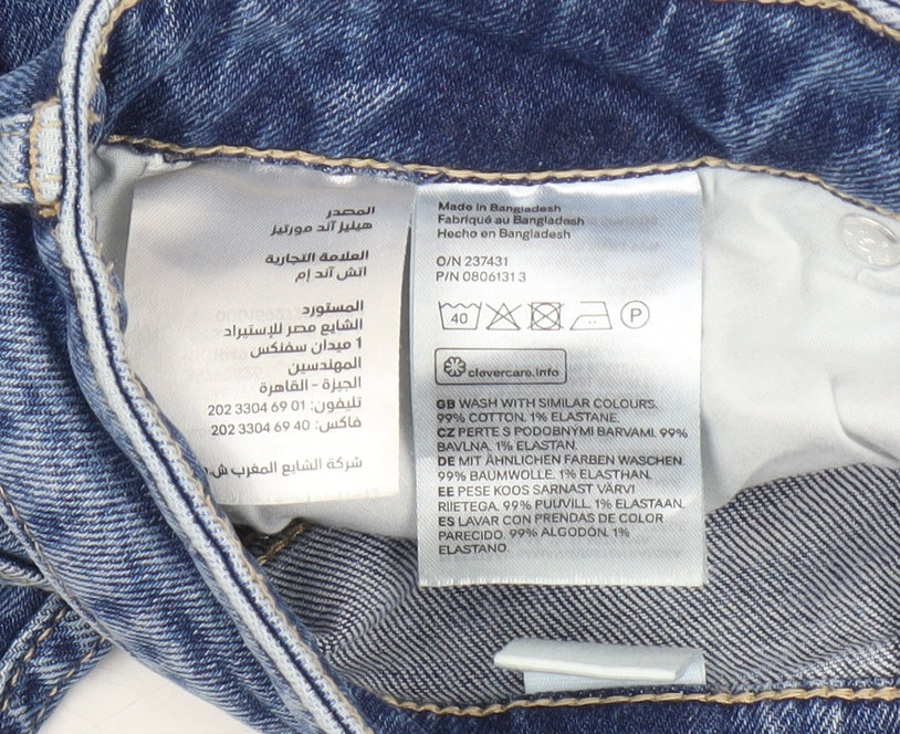 Women's High Waist Blue Straight Distressed Jeans, Size 8