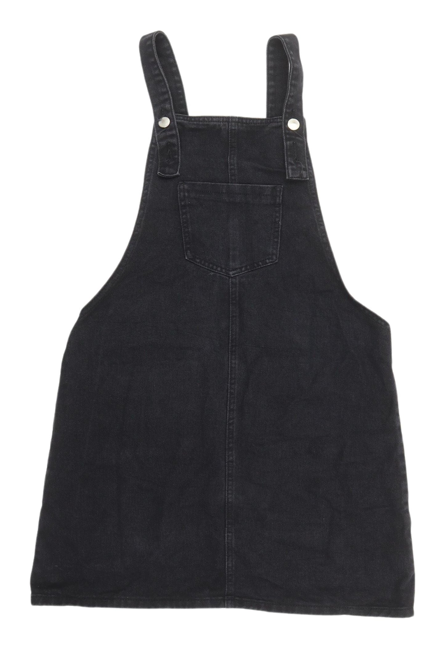 Boohoo Women's Black Pinafore Denim Dress M