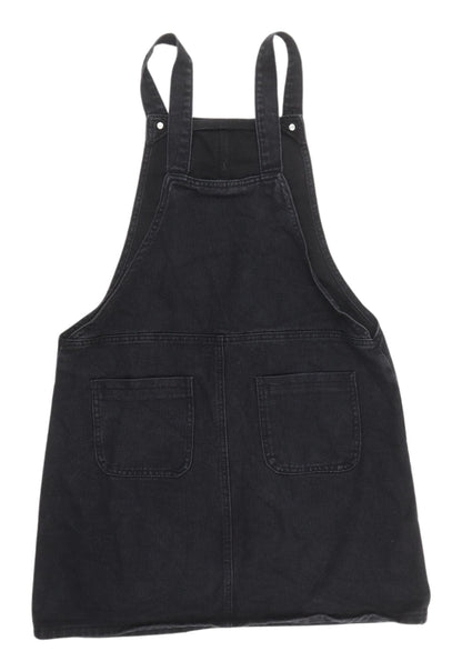Boohoo Women's Black Pinafore Denim Dress M