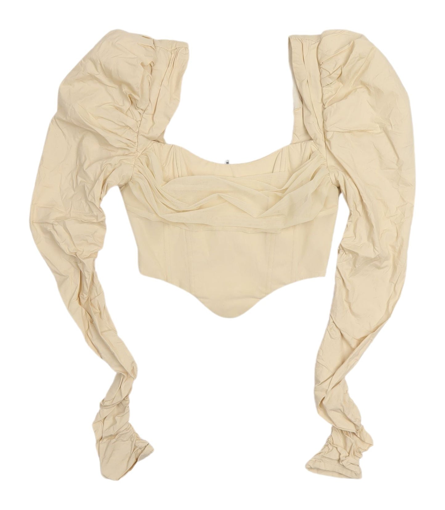 Womens UK Size 6 Oh Polly Beige Cropped Blouse