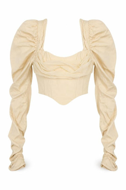 Womens UK Size 6 Oh Polly Beige Cropped Blouse