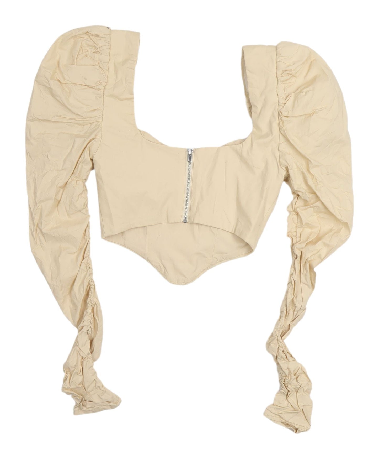 Womens UK Size 6 Oh Polly Beige Cropped Blouse