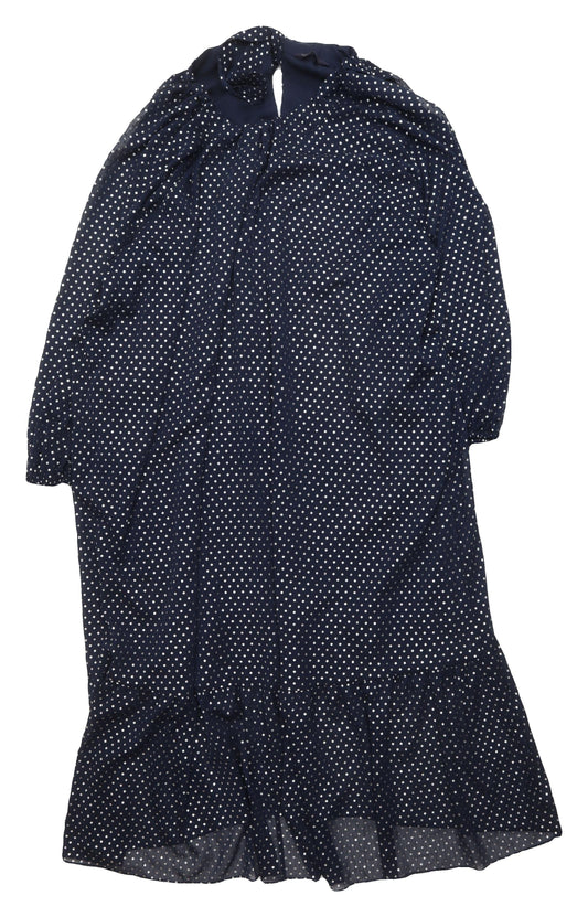 Marks and Spencer Women's Blue Polka Dot Midi Shift Dress