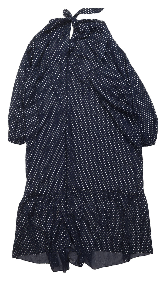 Marks and Spencer Women's Blue Polka Dot Midi Shift Dress