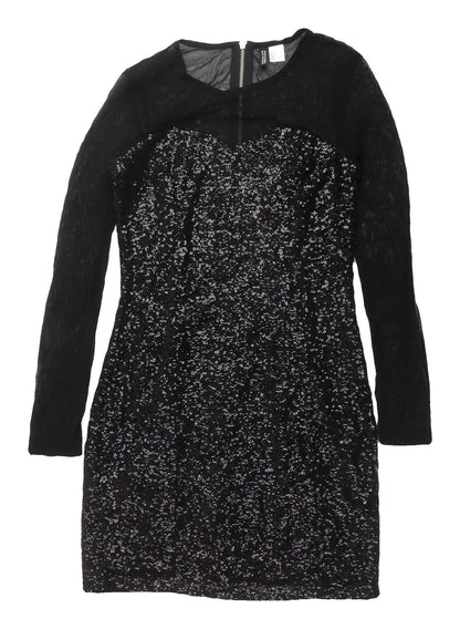 H&M Women's Black Sequin Bodycon Dress Size 8