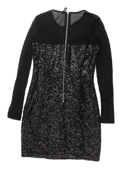 H&M Women's Black Sequin Bodycon Dress Size 8