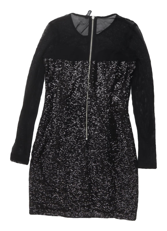 H&M Women's Black Sequin Bodycon Dress Size 8