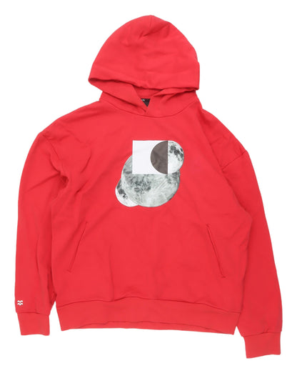 Mens UK Size L Bravian Red Pullover Hoodie