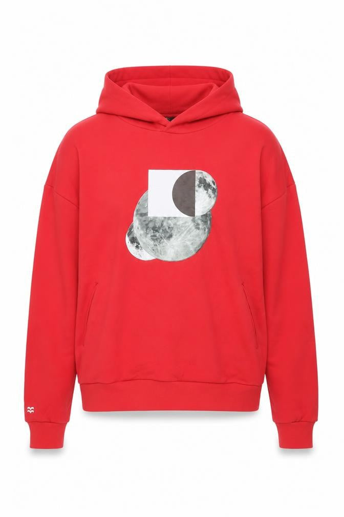 Mens UK Size L Bravian Red Pullover Hoodie