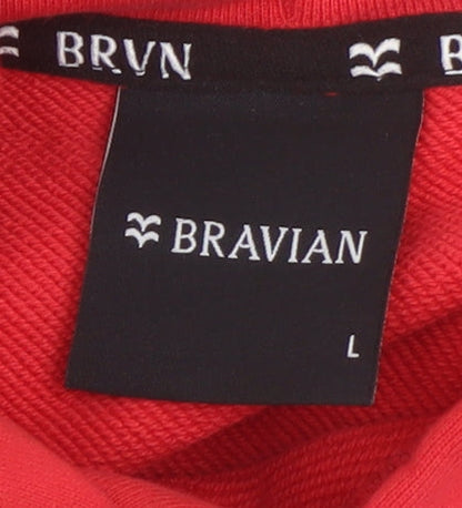 Mens UK Size L Bravian Red Pullover Hoodie