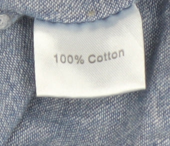 Jovonnista Womens Blue Denim Button-Up Shirt Size 12