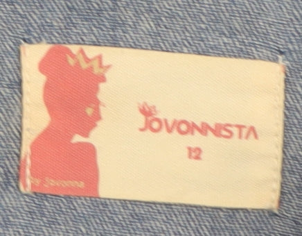 Jovonnista Womens Blue Denim Button-Up Shirt Size 12