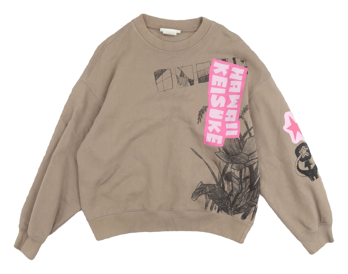 H&M Unisex Adults Brown Graphic Print Sweatshirt Size 12