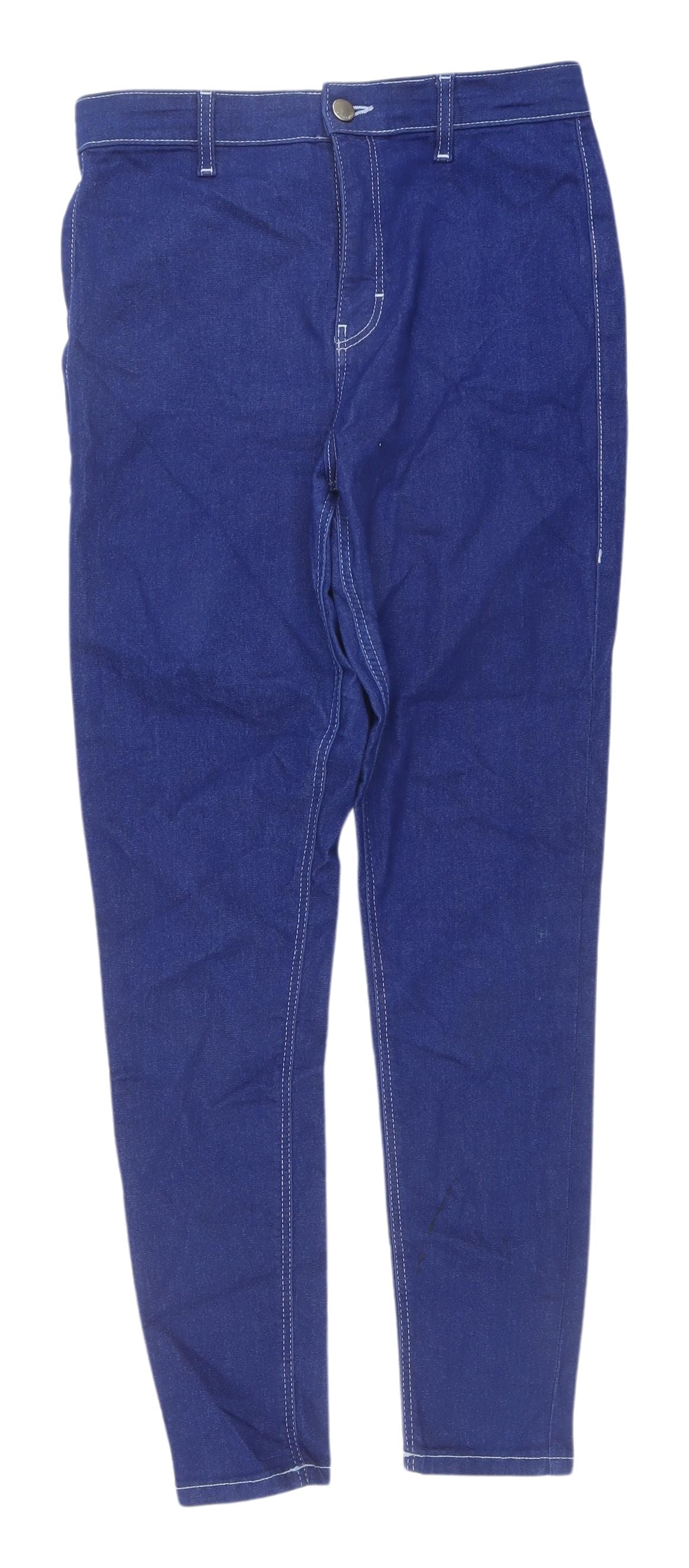 Topshop Women's Blue Straight-Leg Jeans M Regular