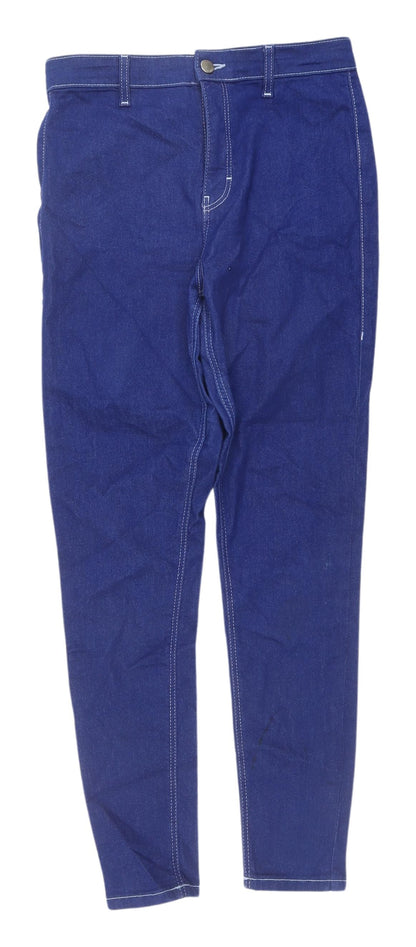 Topshop Women's Blue Straight-Leg Jeans M Regular