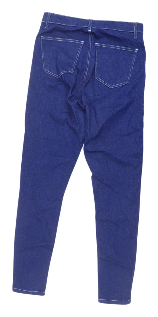 Topshop Women's Blue Straight-Leg Jeans M Regular