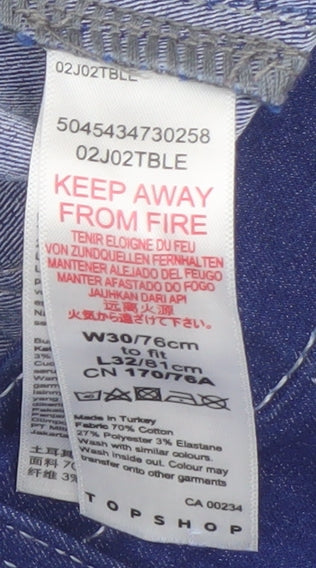 Topshop Women's Blue Straight-Leg Jeans M Regular