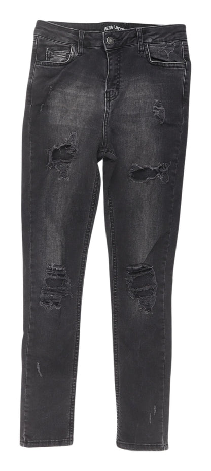 Womens UK Size 2XS Hera London Slim Fit Skinny Black Jeans