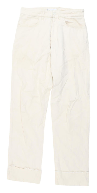 Zara Ivory Cotton Straight Jeans Women Size 2