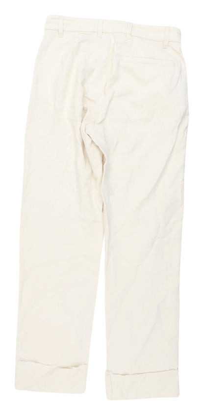 Zara Ivory Cotton Straight Jeans Women Size 2