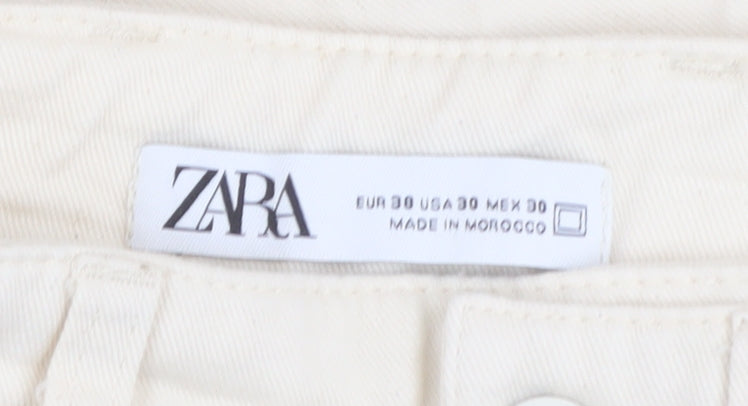 Zara Ivory Cotton Straight Jeans Women Size 2