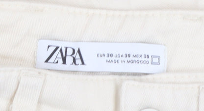 Zara Ivory Cotton Straight Jeans Women Size 2