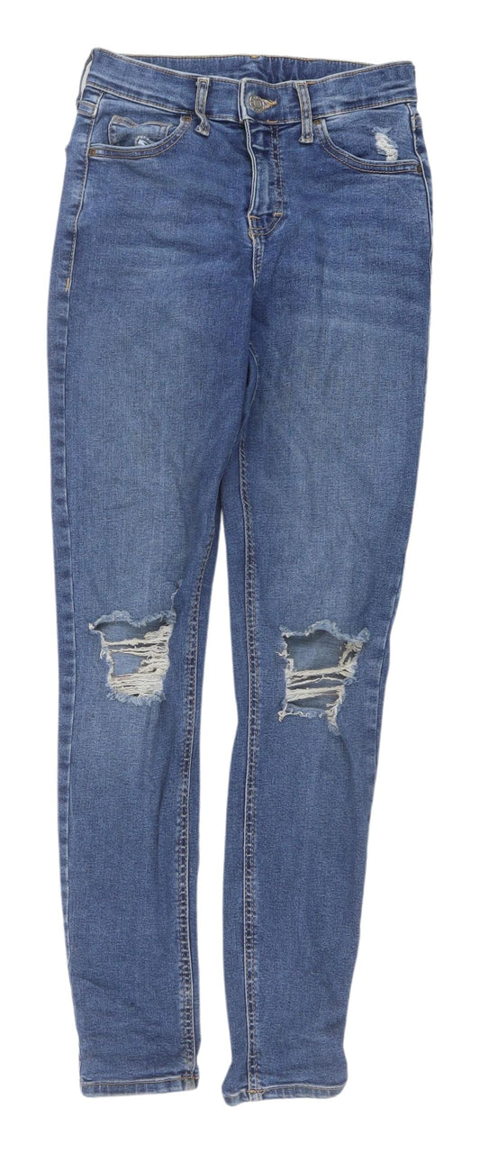 Topshop Women's Blue Distressed Straight Jeans Size 6