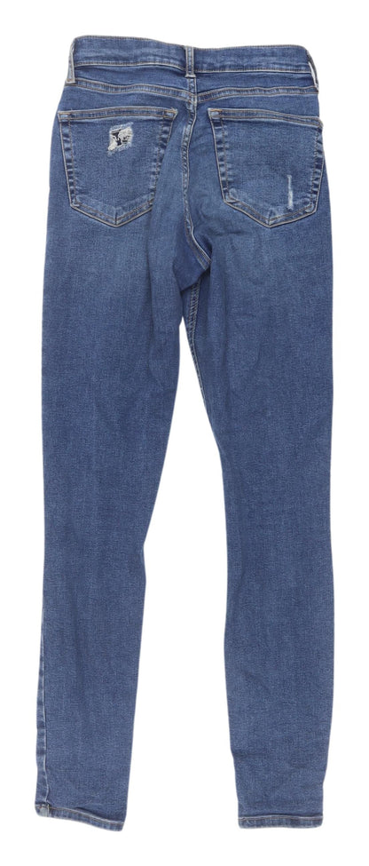 Topshop Women's Blue Distressed Straight Jeans Size 6