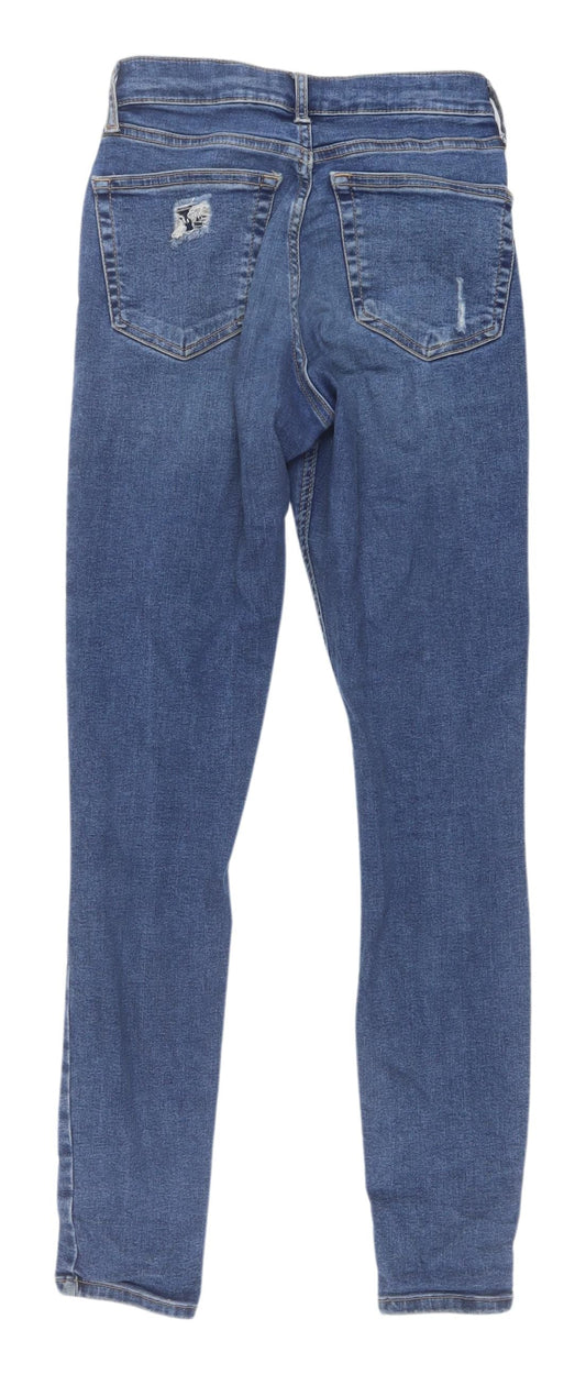 Topshop Women's Blue Distressed Straight Jeans Size 6