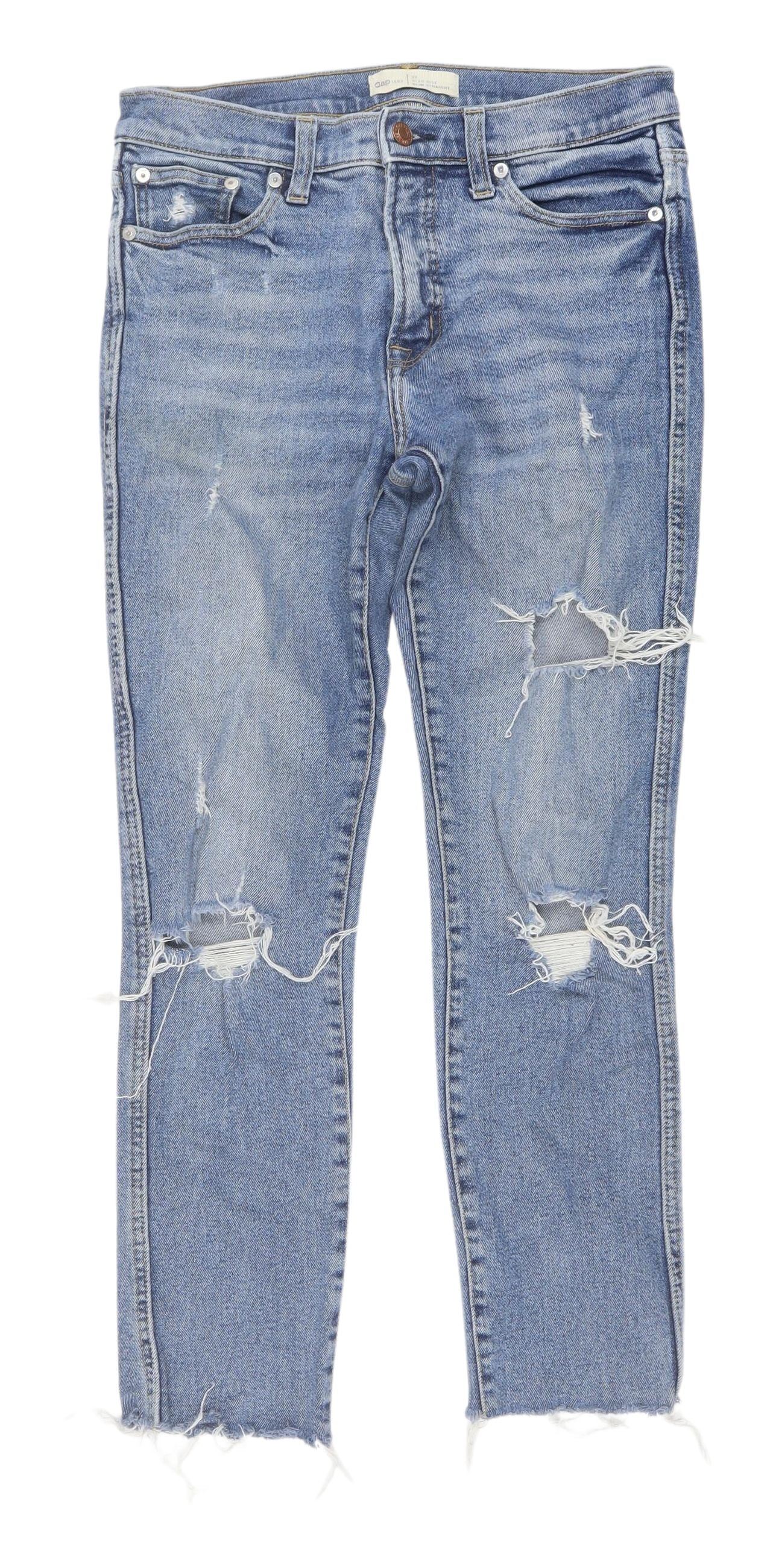 Womens UK Size 4 Gap Slim Fit Straight Blue Jeans