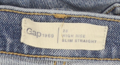 Womens UK Size 4 Gap Slim Fit Straight Blue Jeans