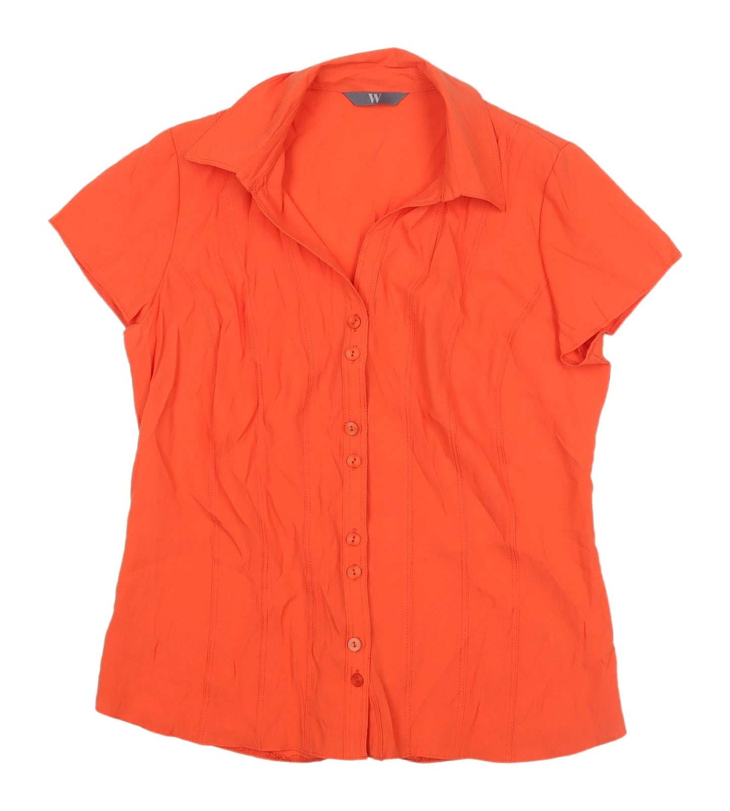 BHS Women's Orange Button-Up Shirt - Size 10