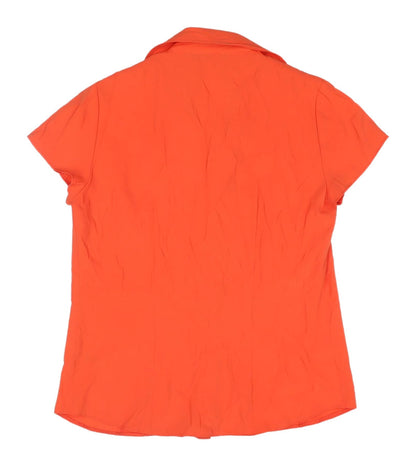 BHS Women's Orange Button-Up Shirt - Size 10