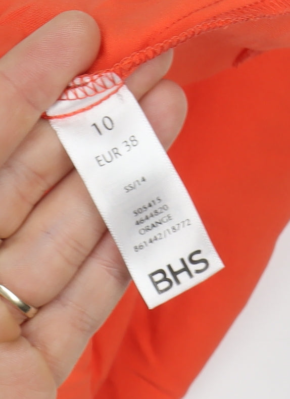 BHS Women's Orange Button-Up Shirt - Size 10