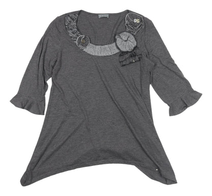 Womens UK Size 14 Marks and Spencer Grey Tunic Blouse