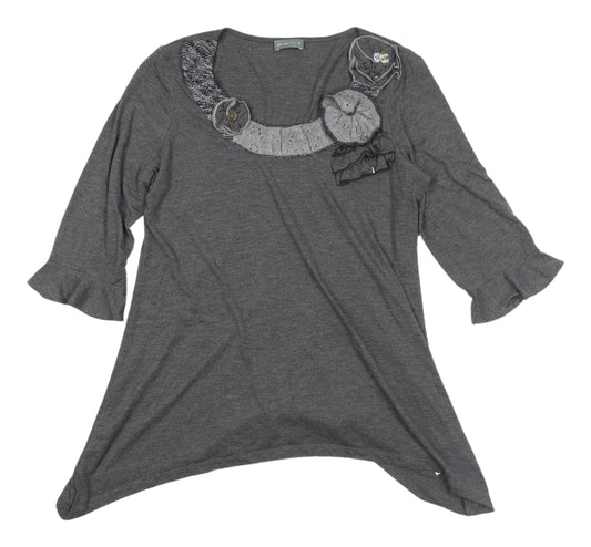 Womens UK Size 14 Marks and Spencer Grey Tunic Blouse