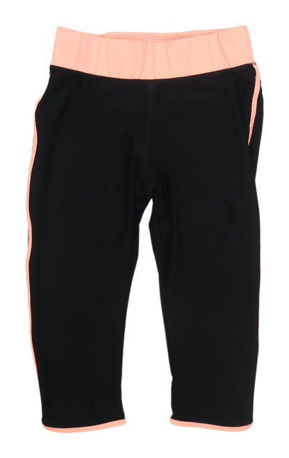 Womens UK Size M Athletic Works Regular Fit Capri Black Trousers