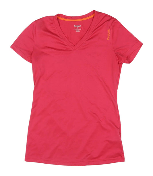Reebok Women's Red V-Neck Athletic T-Shirt - Small