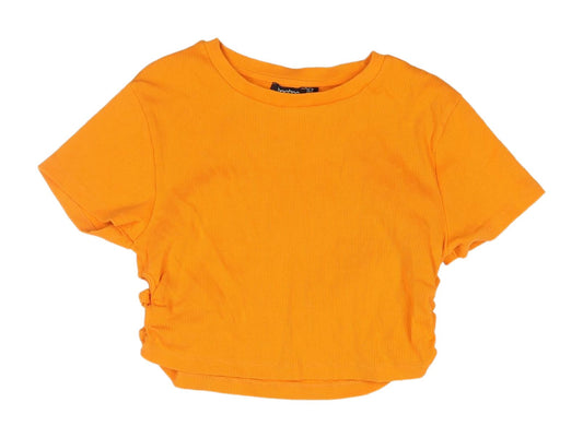 Boohoo Women's Orange Cropped T-Shirt - Size 10