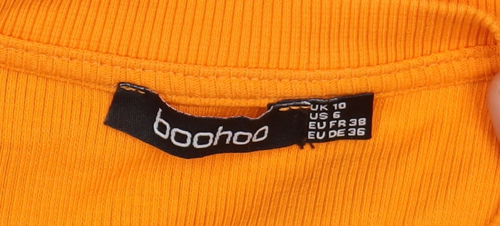 Boohoo Women's Orange Cropped T-Shirt - Size 10
