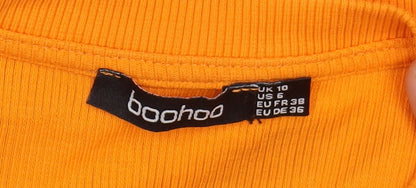 Boohoo Women's Orange Cropped T-Shirt - Size 10