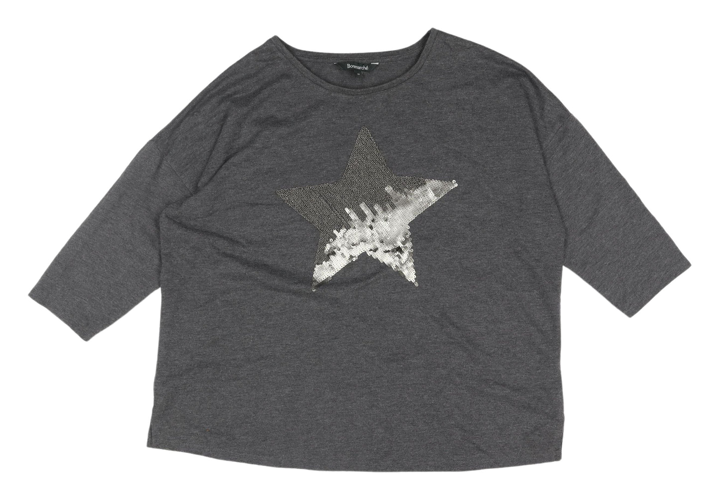 Womens UK Size 18 Bonmarché Grey Basic T-Shirt