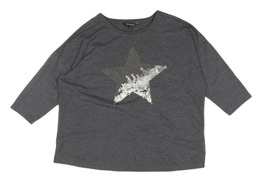 Womens UK Size 18 Bonmarché Grey Basic T-Shirt