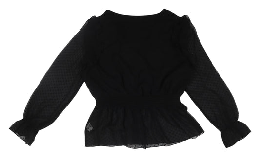 Boohoo Women's Black V-Neck Chiffon Blouse, Size 18