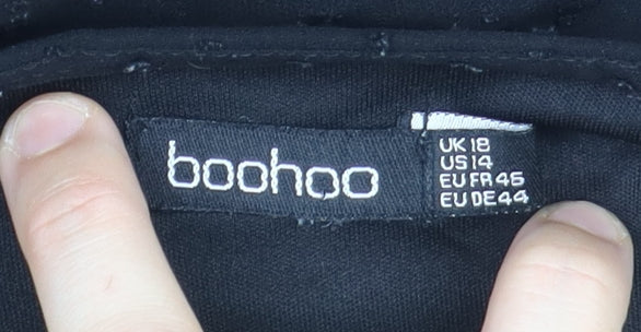 Boohoo Women's Black V-Neck Chiffon Blouse, Size 18