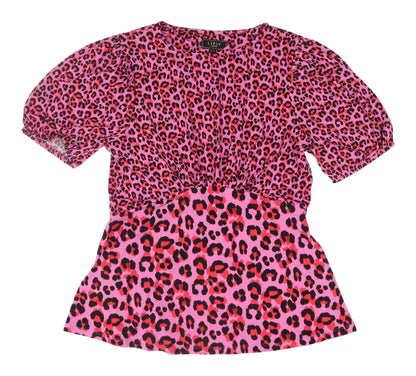 Womens UK Size 14 Lipsy Pink Cropped T-Shirt